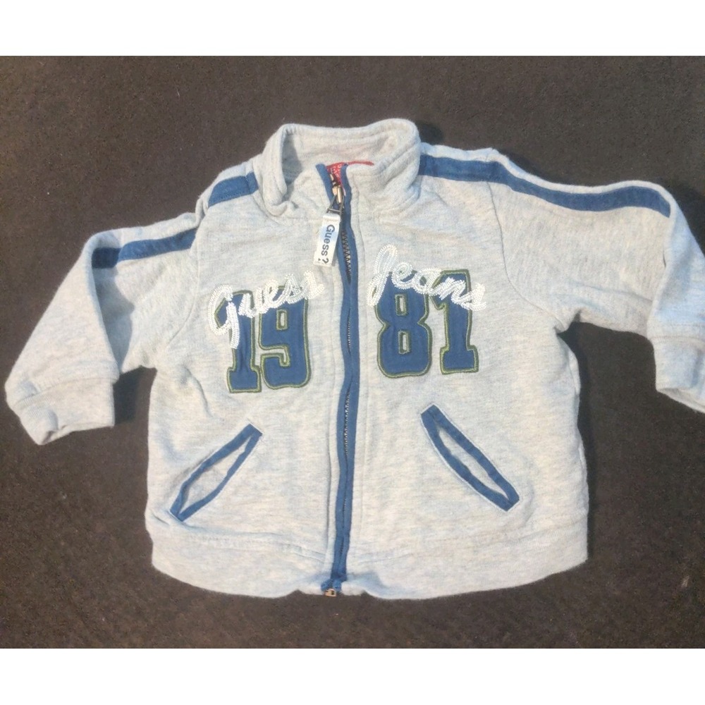 Guess Jeans Grey Baby Boy Zip Up Sweatshirt Size 6-9 Months
